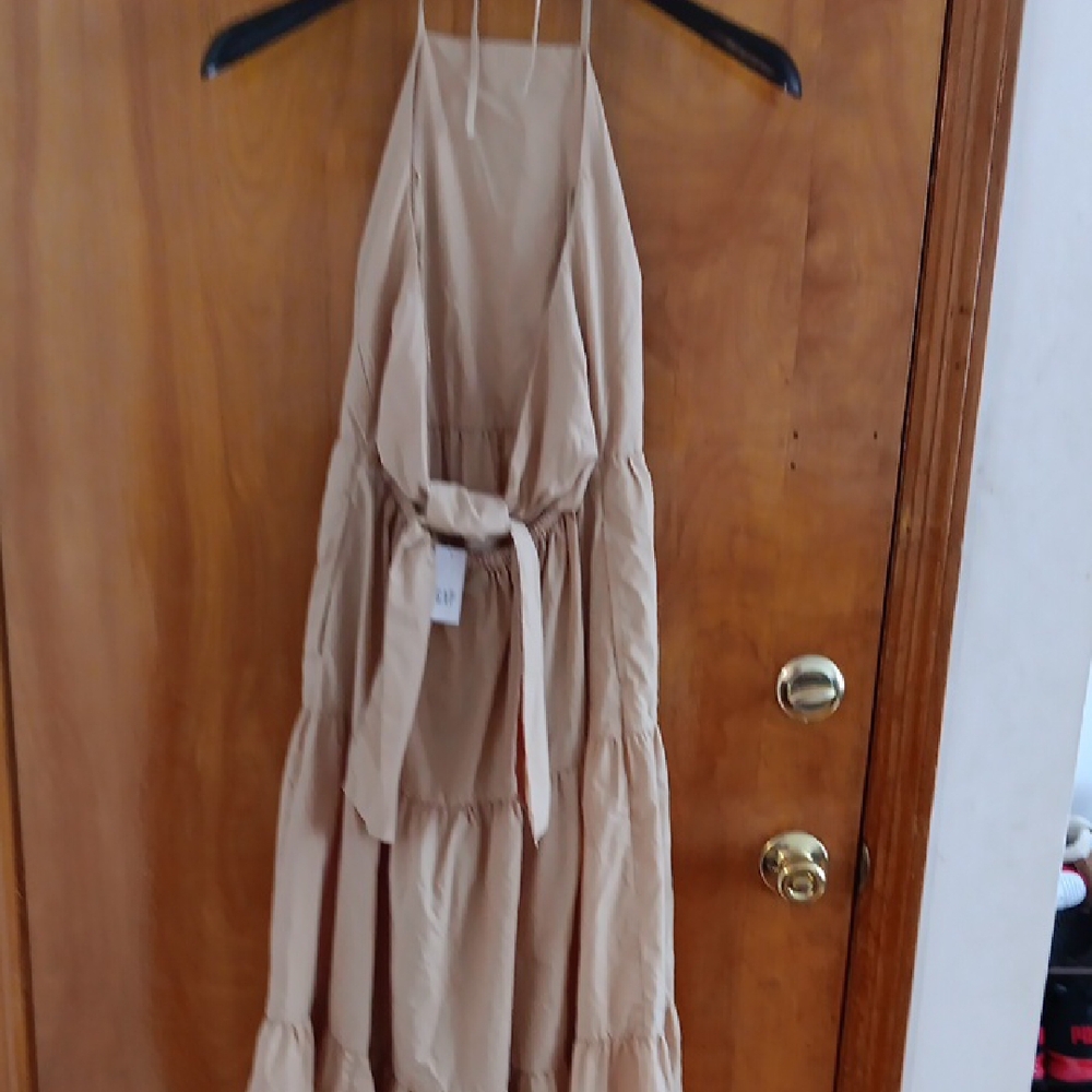 GAP Cream Tan Tiered Halter Maxi Dress - Picture 4 of 4